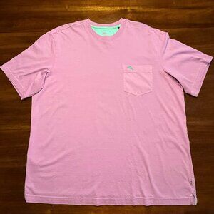 TOMMY BAHAMA 100% Cotton Pink & Green w/ Breast Pocket T-Shirt Men's XL